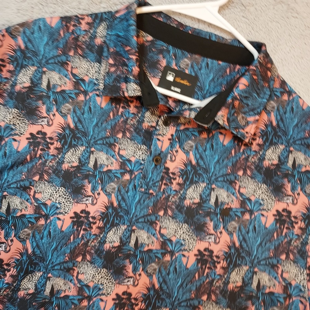 Flo Motion Polo Shirt Mens Extra Large Florida Panther Manatee Wild Life Golf XL